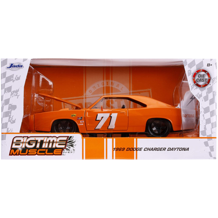 Big Time Muscle Orange 1969 Dodge Charger Daytona 1 24th Scale Die Cast Vehicle Replica by Jada Toys Popcultcha