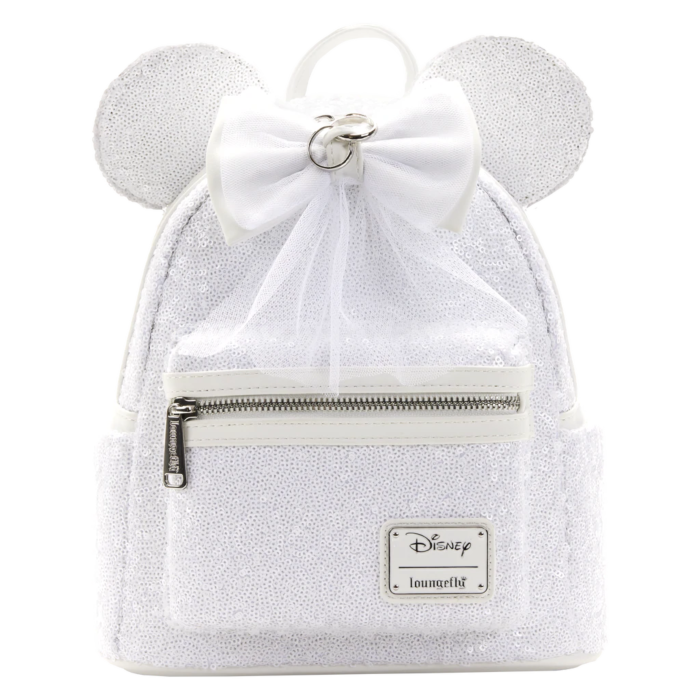 Disney Minnie Mouse Sequin Wedding 10 Faux Leather Mini Backpack by Loungefly Popcultcha