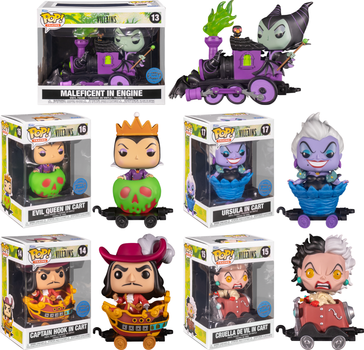 Funko Pop Disney Villains Train fashion Complete Set Funko Shop Exclusive