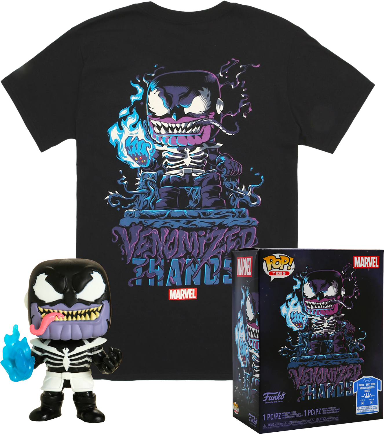 Marvel funko pop venom cheapest black light Sealed Boxed Set w XXL Tee Shirt NM