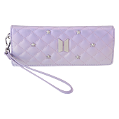 BTS - Pop! Logo Iridescent Purple 4" Faux Leather Flap Wristlet Wallet