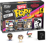 Stranger Things - Dustin, Lucas, Eleven (with Electrodes) & Mystery Bitty Pop! Vinyl Figure 4-Pack