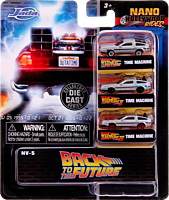 Back to the Future - DeLorean Time Machine Nano Hollywood Rides 1.5” Die-Cast Vehicle Replica 3-Pack