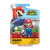 Super Mario - Mario with 1-Up Mushroom World of Nintendo 4" Action Figure (Wave 36)