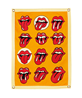 The Rolling Stones - Tongue and Lips 4 Sided Yellow Wool Felt Camp Flag (18" x 24")