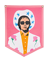 Elton John - Cowboy Pink Wool Felt Camp Flag (18" x 24")